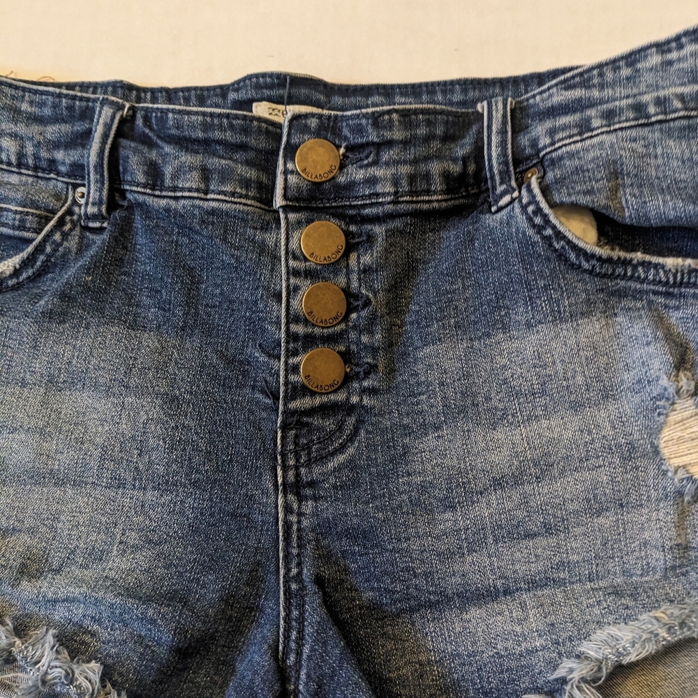 Billabong Button Fly Denim Distressed Shorts - image 4